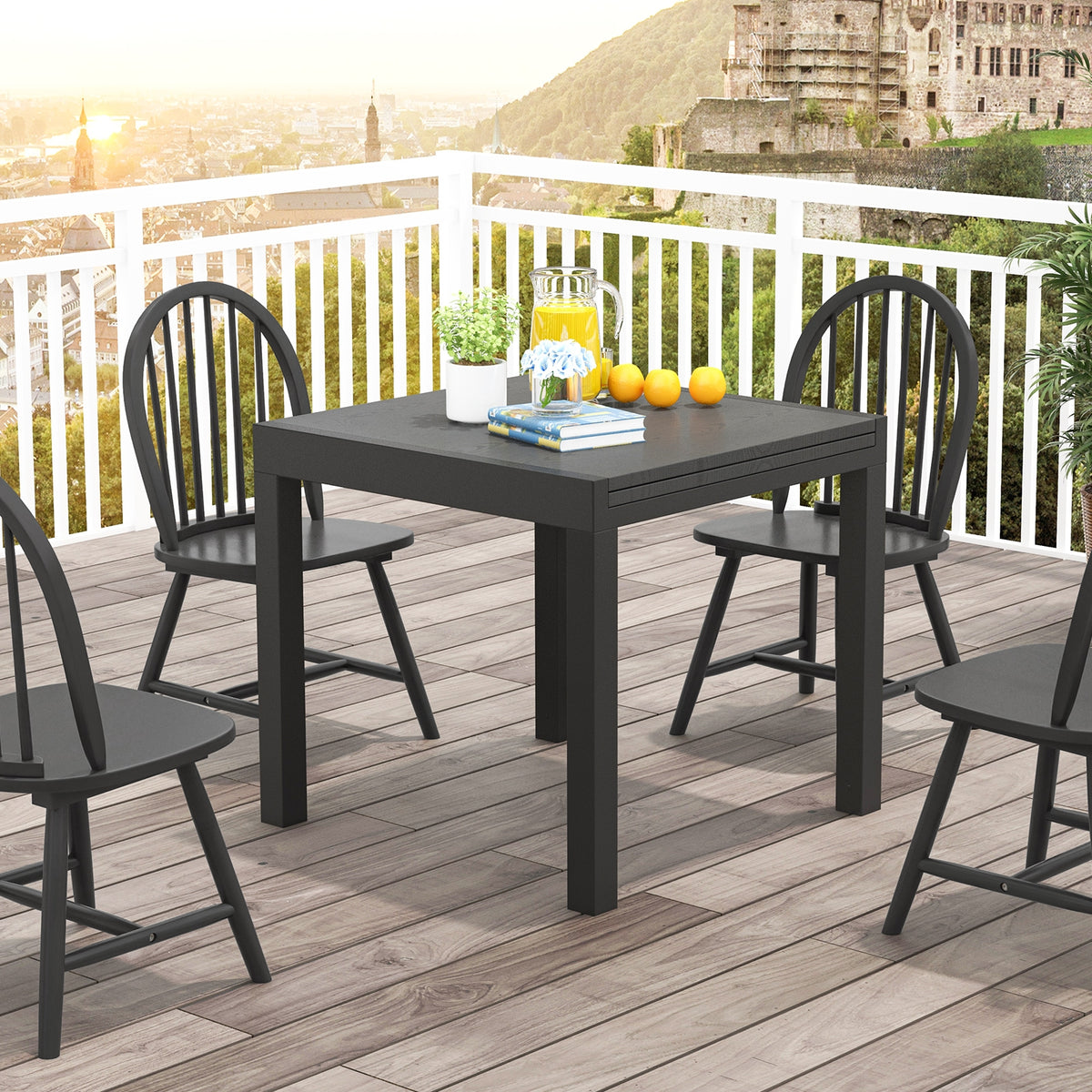 31.5-63 Inch Adjustable Patio Dining Table, For 4-6 Person, Gray Dining Tables at Gallery Canada