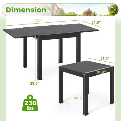 31.5-63 Inch Adjustable Patio Dining Table, For 4-6 Person, Gray Dining Tables at Gallery Canada