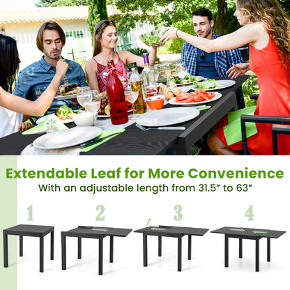 31.5-63 Inch Adjustable Patio Dining Table, For 4-6 Person, Gray Dining Tables at Gallery Canada