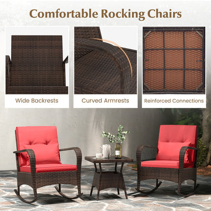 Outdoor Rocking Set, 3 Pieces, Tempered Glass Coffee Table, Red Patio Conversation Sets at Gallery Canada