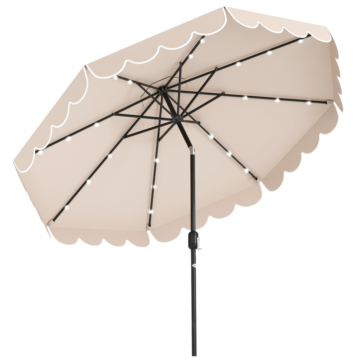 10 Feet Solar Patio Umbrella, 24 LED Lights, Beige Outdoor Umbrellas at Gallery Canada