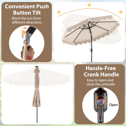 10 Feet Solar Patio Umbrella, 24 LED Lights, Beige Outdoor Umbrellas at Gallery Canada
