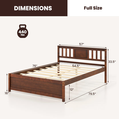 Wooden Platform Bed With Headboard, Full Size, Walnut Simple Bed Frame at Gallery Canada