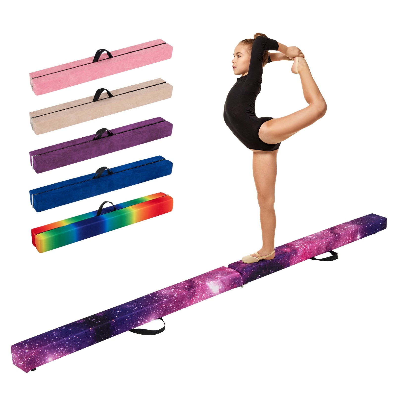 9 FT Folding Balance Beam, Anti-Slip Base, Pine Wood Frame, Multicolor Yoga & Gym Mats Multicolor at Gallery Canada