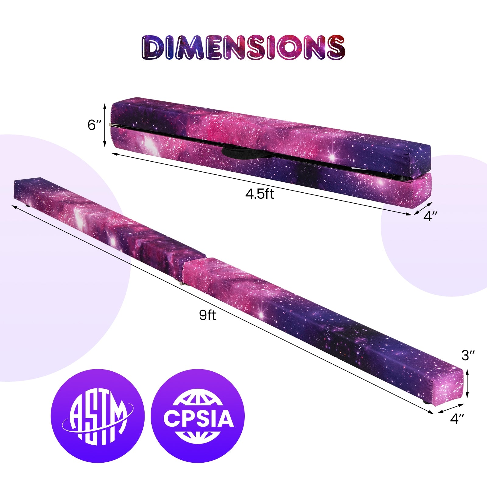 9 FT Folding Balance Beam, Anti-Slip Base, Pine Wood Frame, Multicolor Yoga & Gym Mats at Gallery Canada