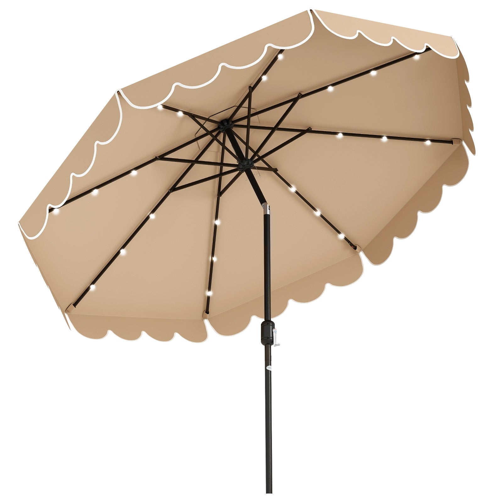 10 Feet Solar Patio Umbrella, 24 LED Lights, Coffee Outdoor Umbrellas at Gallery Canada