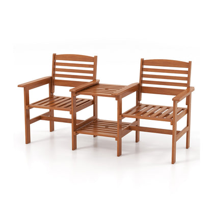 Outdoor Patio Wood 2-Seat Conversation Set, Coffee Table, Umbrella Hole, Natural Patio Conversation Sets at Gallery Canada