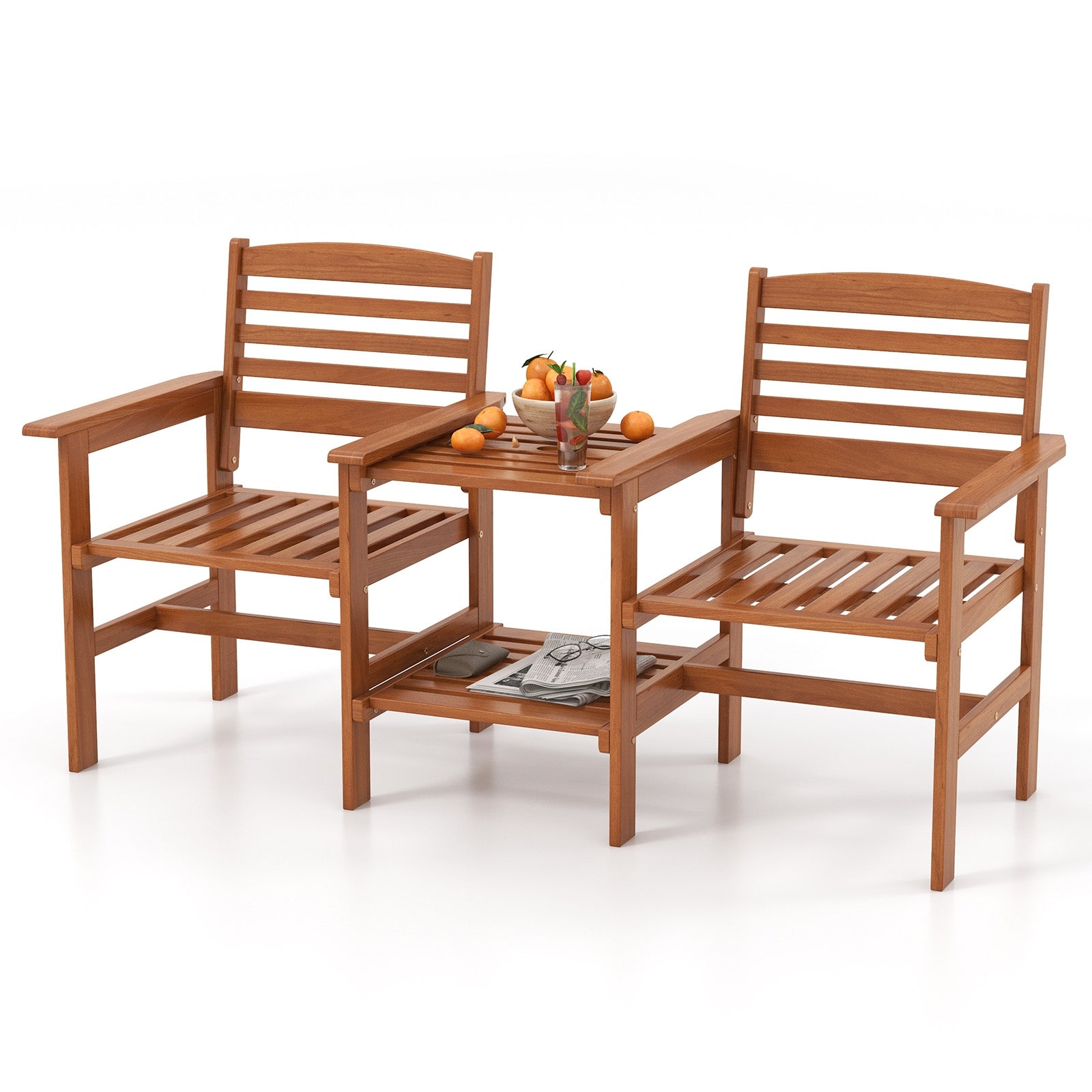 Outdoor Patio Wood 2-Seat Conversation Set, Coffee Table, Umbrella Hole, Natural Patio Conversation Sets at Gallery Canada