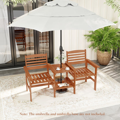 Outdoor Patio Wood 2-Seat Conversation Set, Coffee Table, Umbrella Hole, Natural Patio Conversation Sets at Gallery Canada