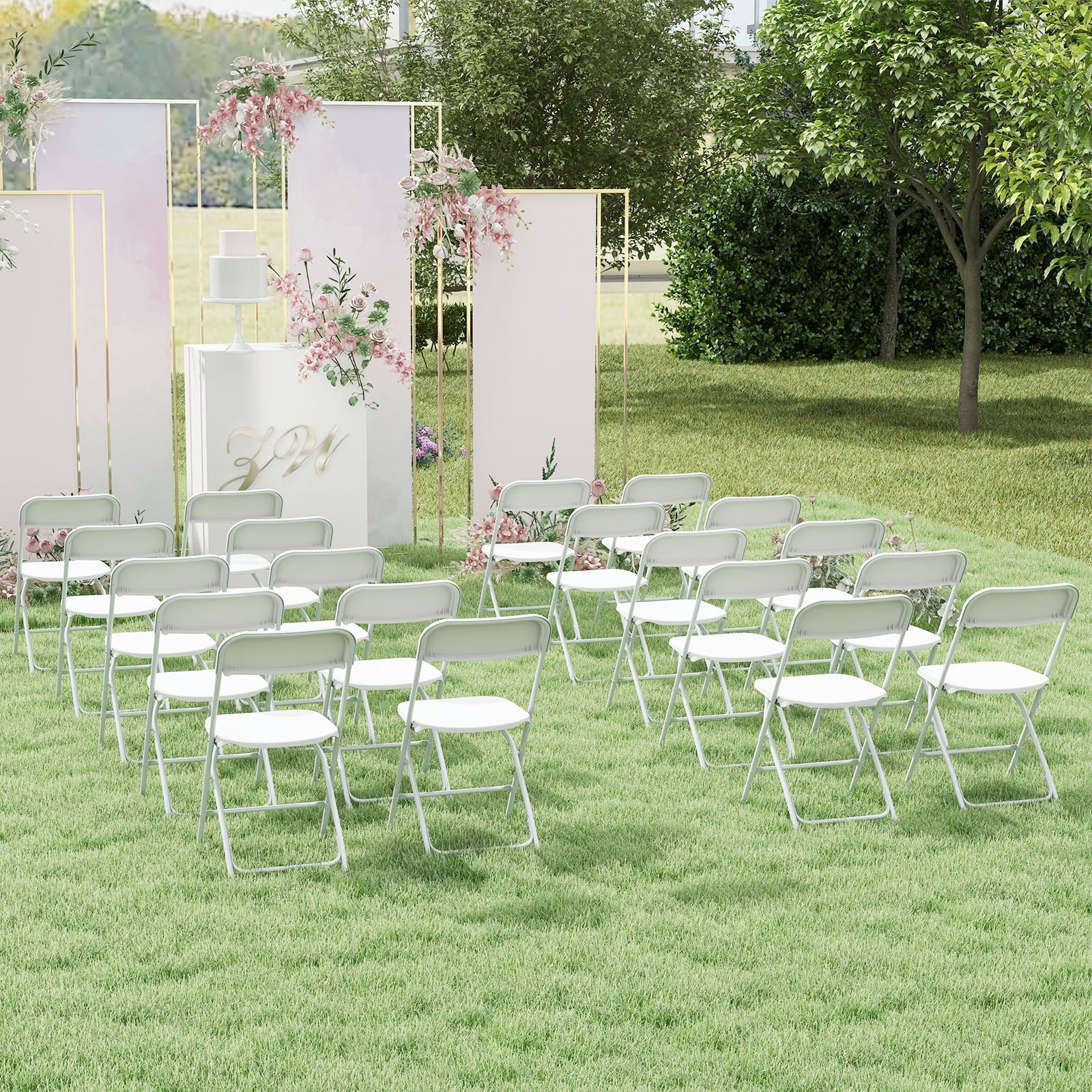 4 Pack Metal Folding Chairs, Plastic Seat And Back, White Dining Chairs at Gallery Canada