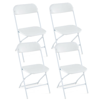 4 Pack Metal Folding Chairs, Plastic Seat And Back, White Dining Chairs at Gallery Canada