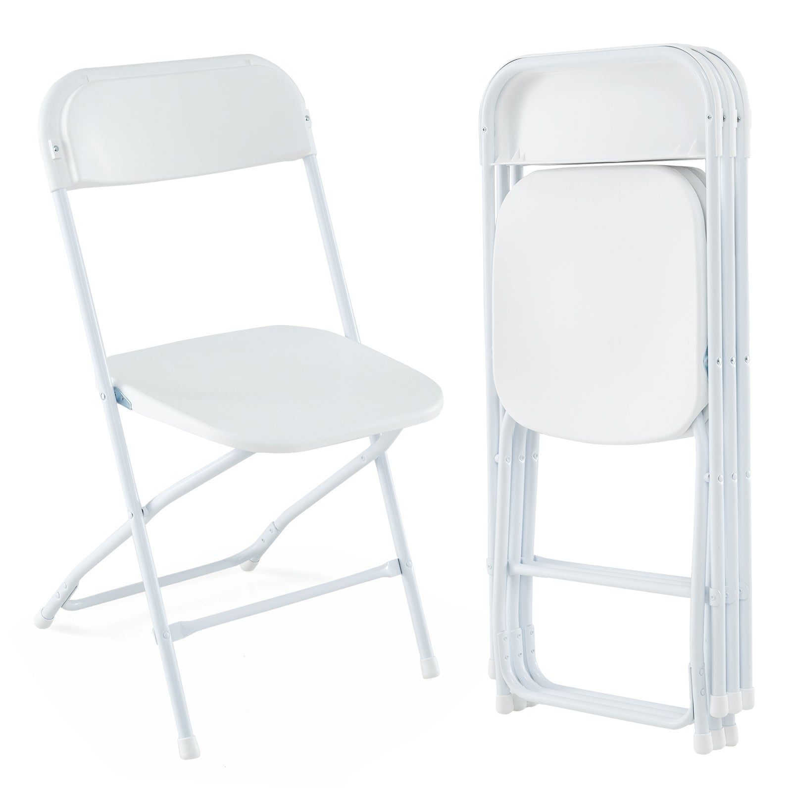 4 Pack Metal Folding Chairs, Plastic Seat And Back, White Dining Chairs at Gallery Canada