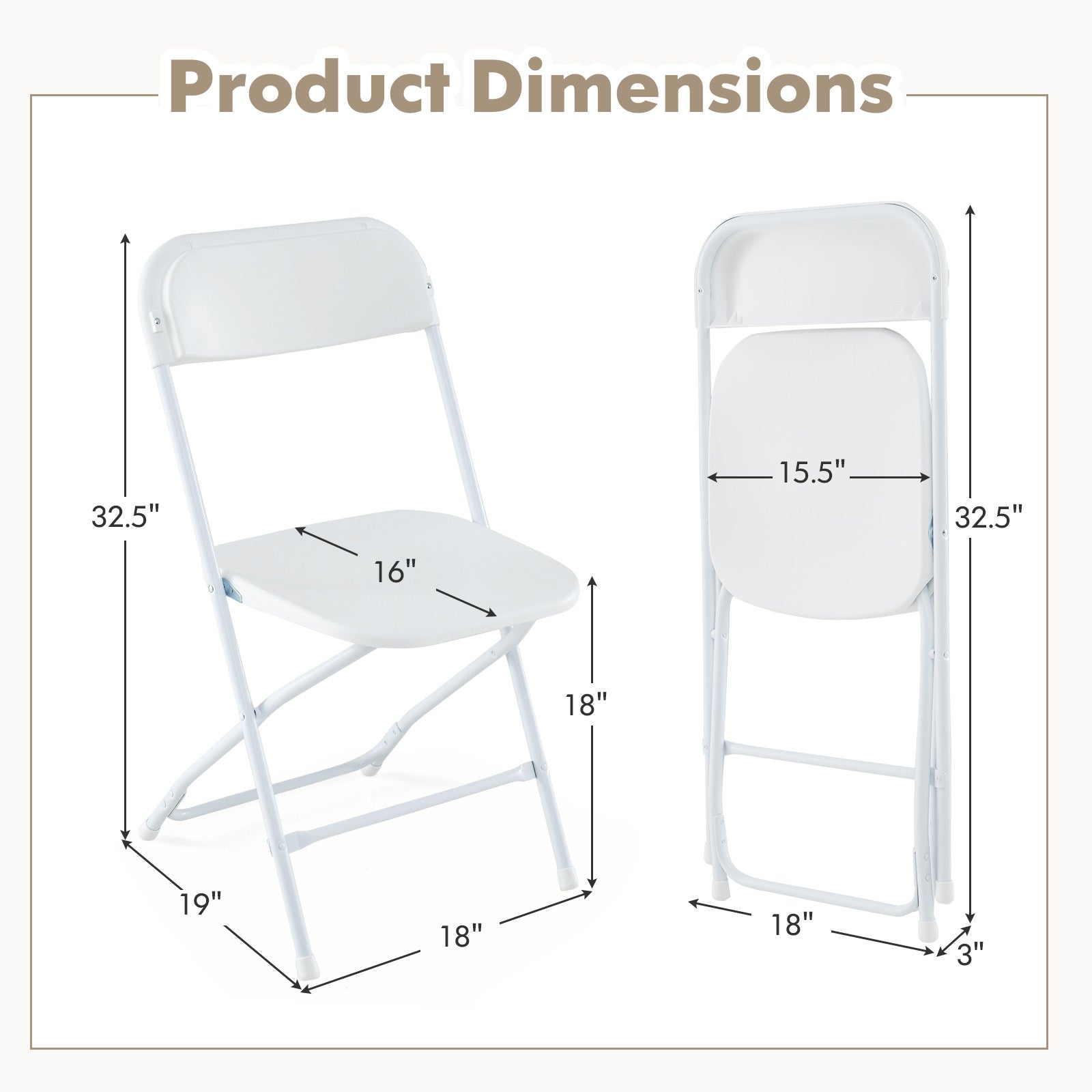4 Pack Metal Folding Chairs, Plastic Seat And Back, White Dining Chairs at Gallery Canada