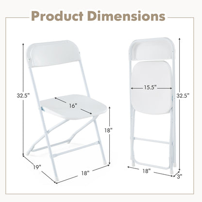 4 Pack Metal Folding Chairs, Plastic Seat And Back, White Dining Chairs at Gallery Canada