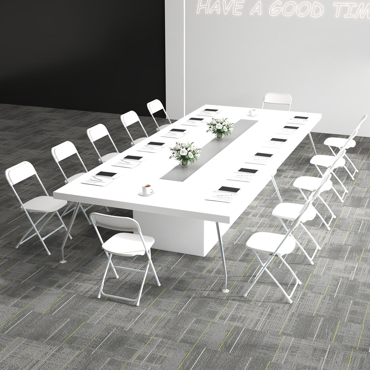4 Pack Metal Folding Chairs, Plastic Seat And Back, White Dining Chairs at Gallery Canada