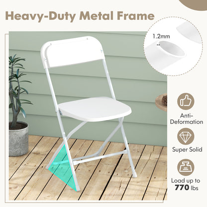 4 Pack Metal Folding Chairs, Plastic Seat And Back, White Dining Chairs at Gallery Canada