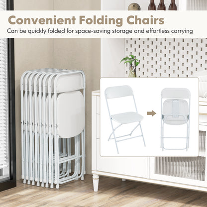 4 Pack Metal Folding Chairs, Plastic Seat And Back, White Dining Chairs at Gallery Canada