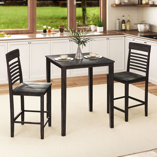 Counter-Height Dining Table Set, 3-Piece, Rubber Wood Frame, Gray Dining Room Sets Gray at Gallery Canada
