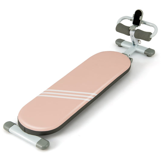 Multifunctional Sit Up Bench, 3 Gear Adjustable Angles, Adjustable Length, Pink Benches Racks & Bars Pink at Gallery Canada