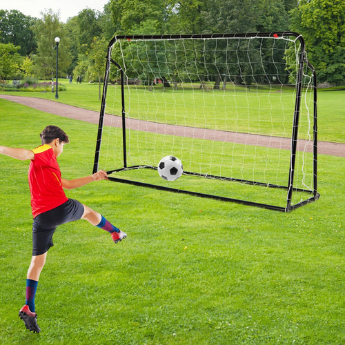 Kids Soccer Rebounder And Goal, Adjustable Height, Black