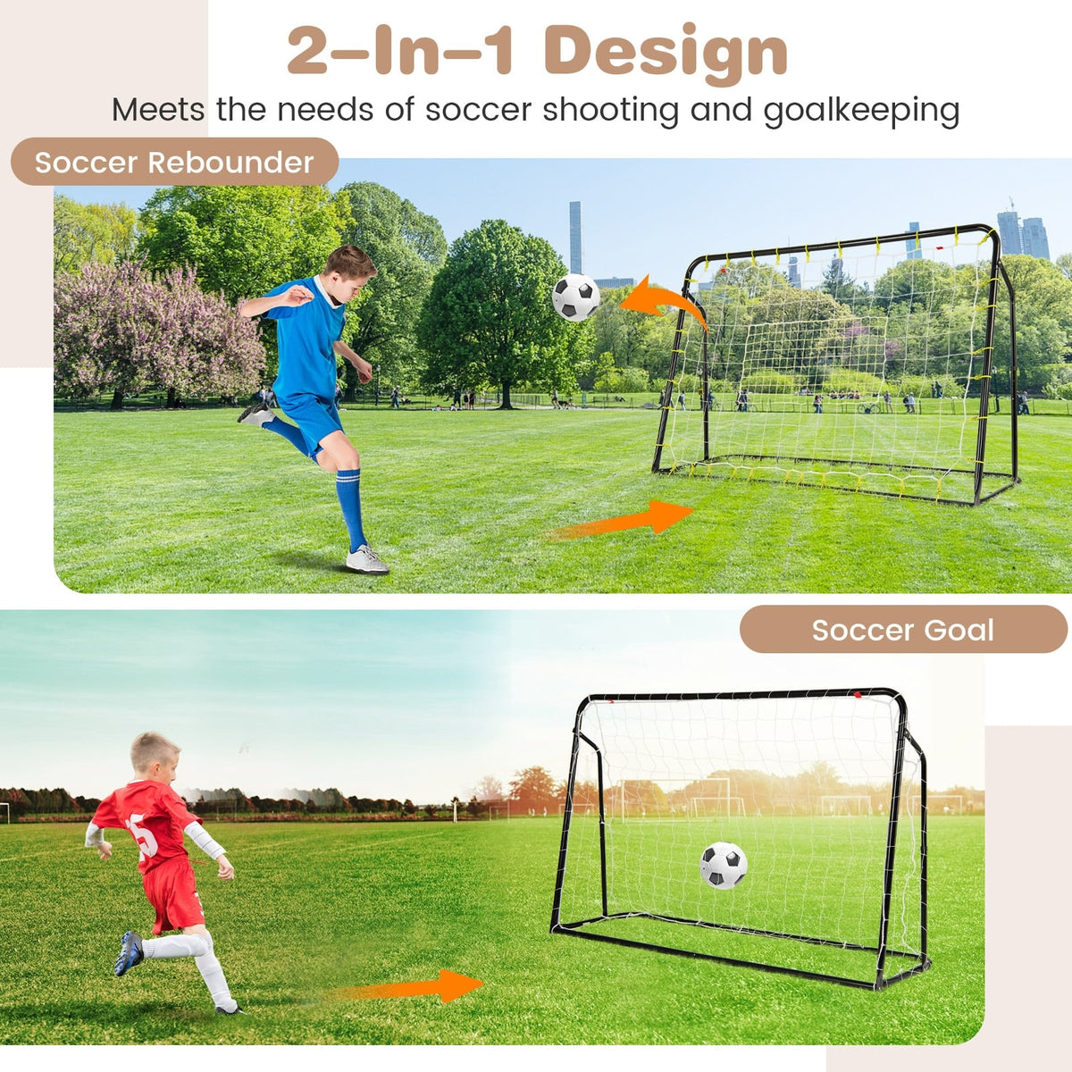 Kids Soccer Rebounder And Goal, Adjustable Height, Black Sport Equipments at Gallery Canada