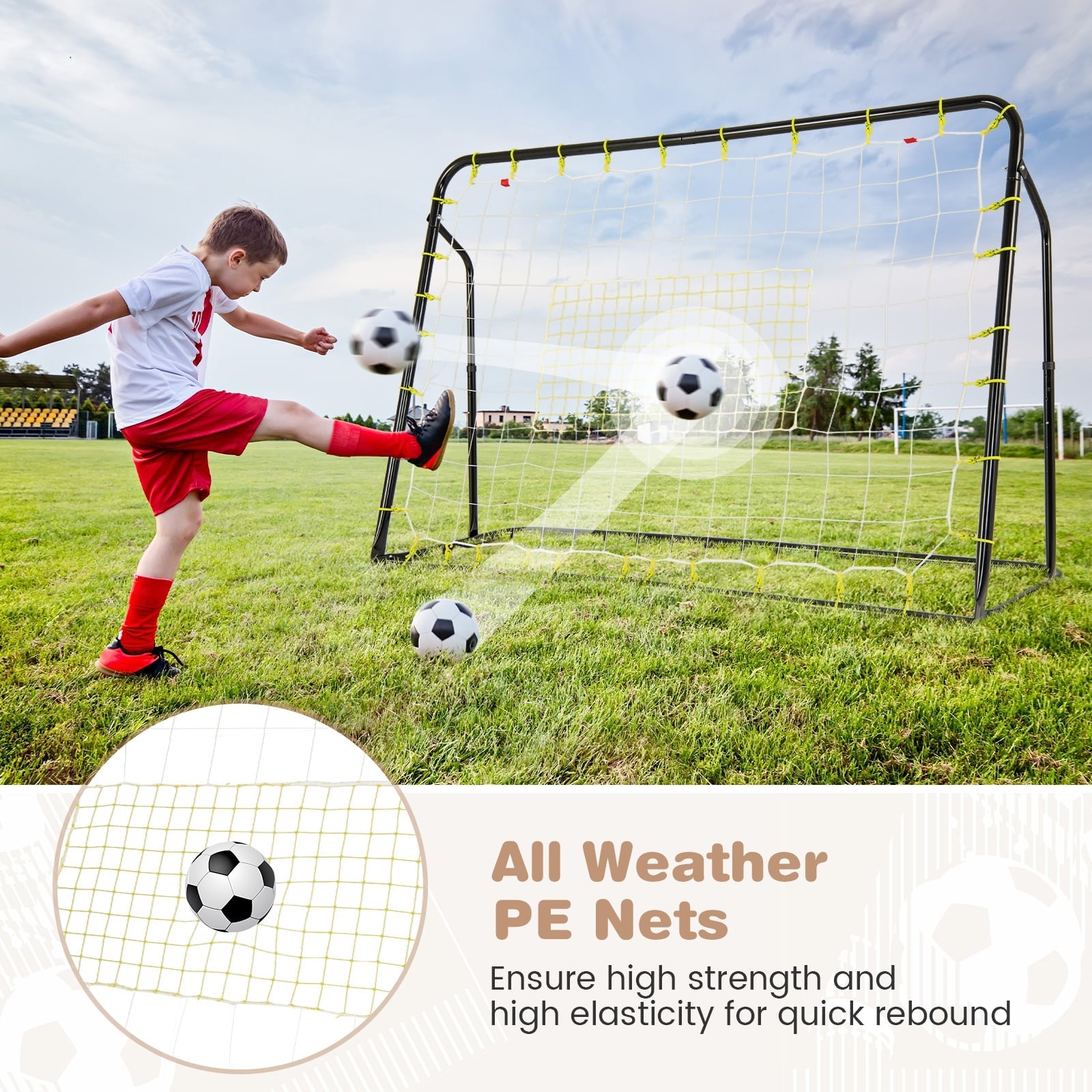 Kids Soccer Rebounder And Goal, Adjustable Height, Black Sport Equipments at Gallery Canada