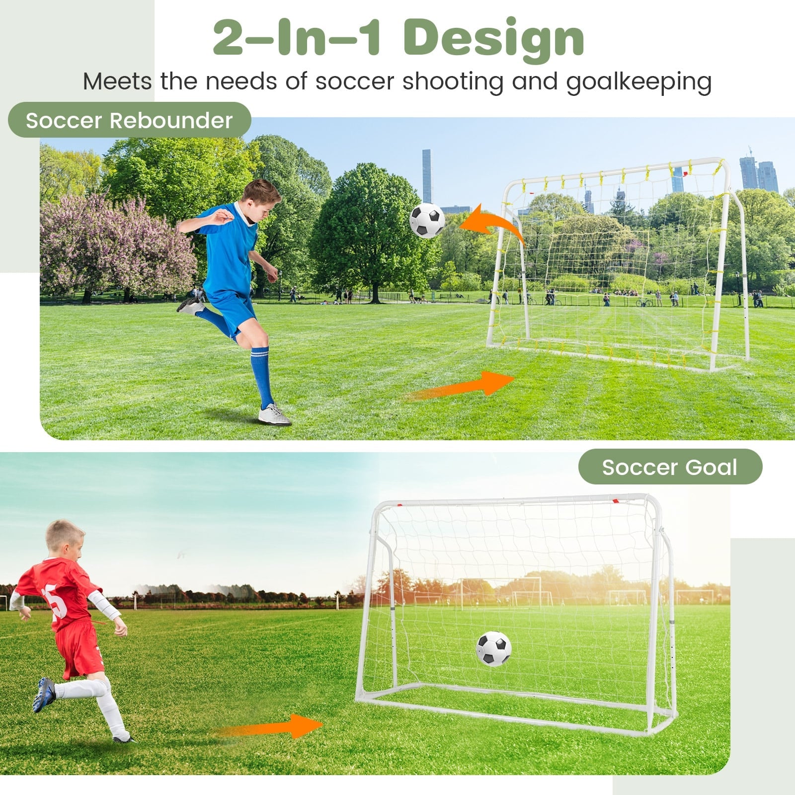 Kids Soccer Rebounder And Goal, Adjustable Height, White Sport Equipments at Gallery Canada