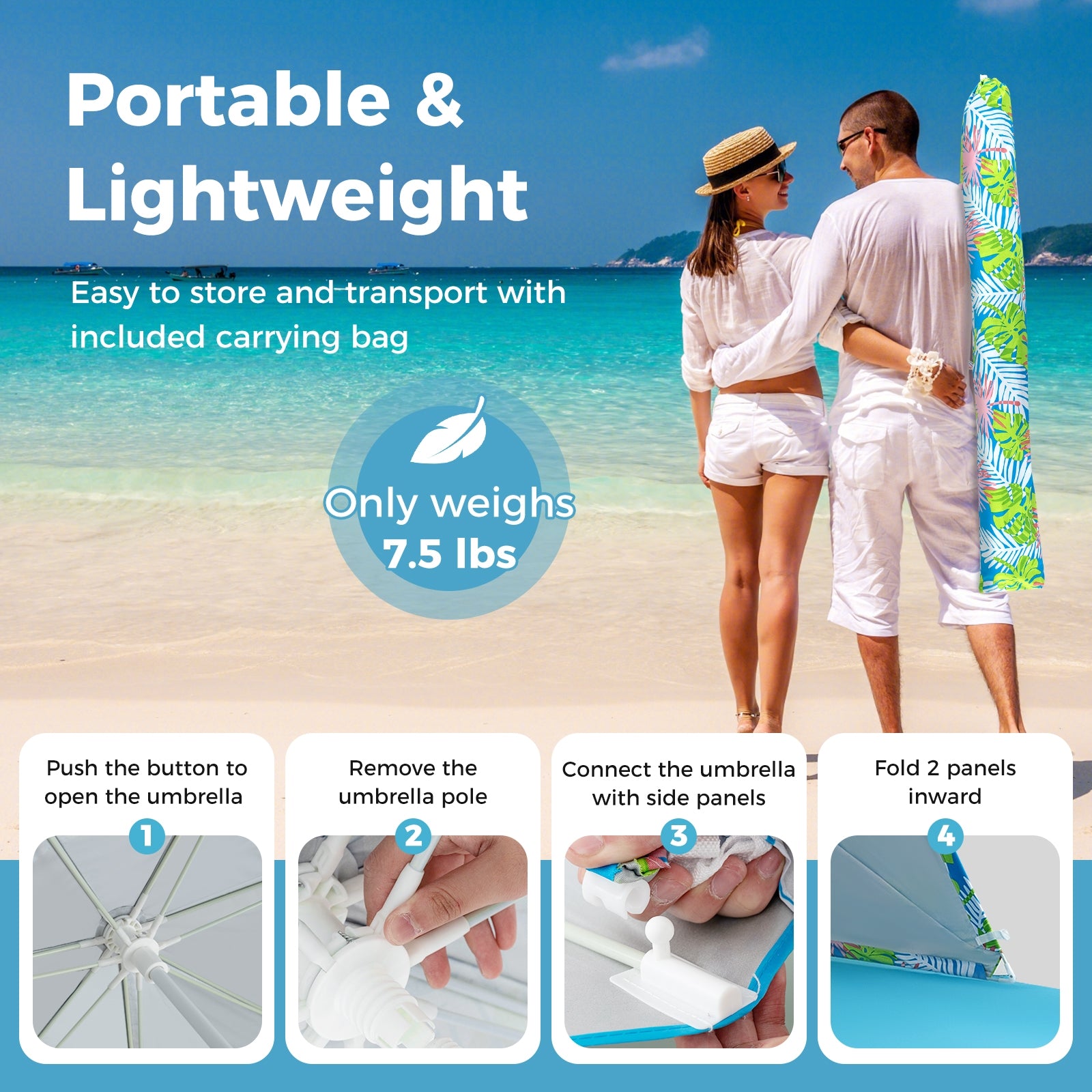 UPF50+ Sun Protection Beach Umbrella Tent, With Carrying Bag, Blue Tents at Gallery Canada