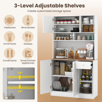 71 Inch Tall Pantry Cabinet, With Outlets For Dining Room, White Sideboards Cabinets & Buffets at Gallery Canada