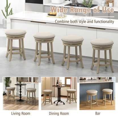 Swivel Bar Stools Set of 2, 24 Inches, Wooden Frame, Beige Bar Stools at Gallery Canada