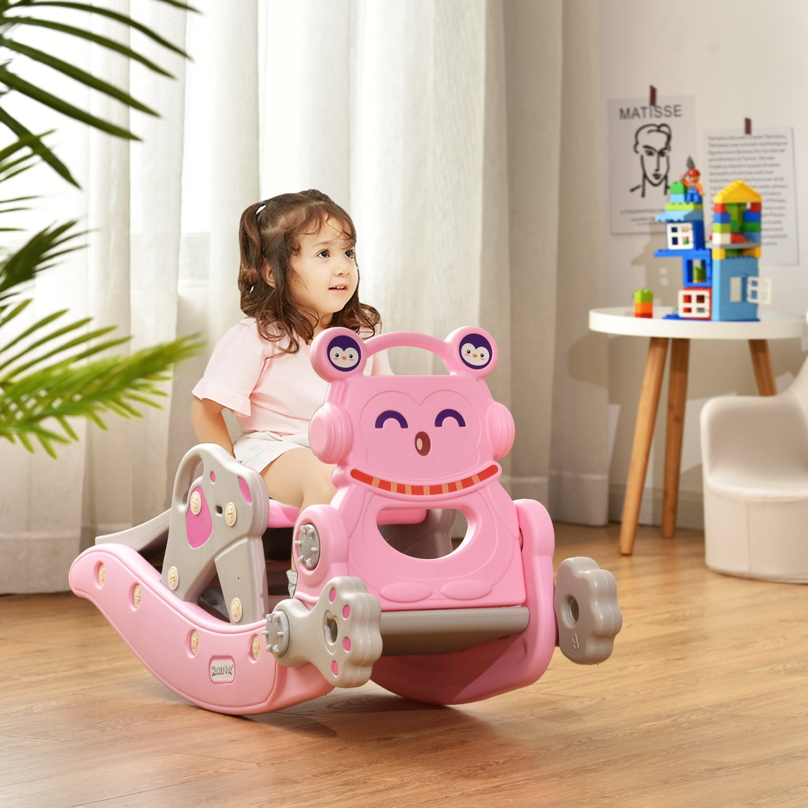 4-In-1 Rocking Horse Slide Set, Pink Climbers & Slides at Gallery Canada