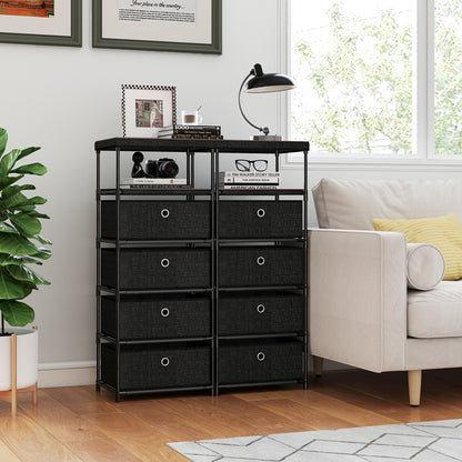 Fabric Storage Tower With Wood Top, Metal Frame, 3/4 Drawers, L, Black Dressers & Chests at Gallery Canada