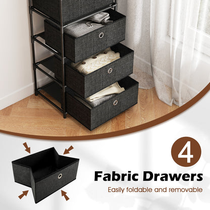 Fabric Storage Tower With Wood Top, Metal Frame, 3/4 Drawers, L, Black Dressers & Chests at Gallery Canada