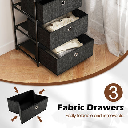 3/4 Drawer Fabric Storage Tower, Wood Top Metal Frame, M, Black Dressers & Chests at Gallery Canada