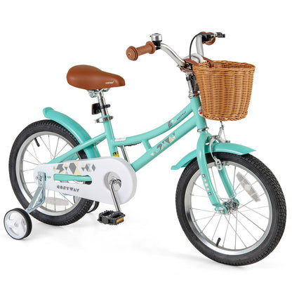 16 Inch Kids Bike With Training Wheels, Ages 4-7 Years, Green Kids Bike Green at Gallery Canada