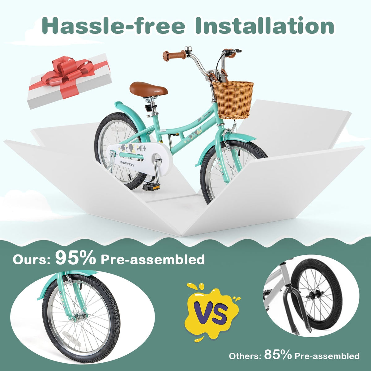 18 Inch Kids Bike With Training Wheels, Ages 4-8 Years, Green Kids Bike at Gallery Canada