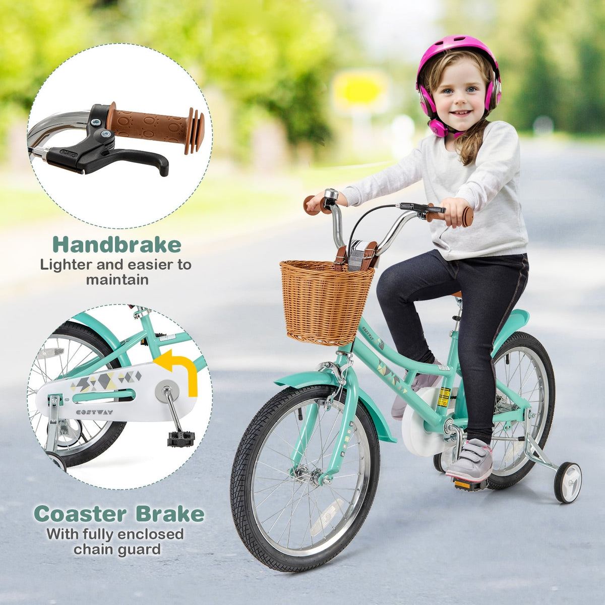 18 Inch Kids Bike With Training Wheels, Ages 4-8 Years, Green Kids Bike at Gallery Canada