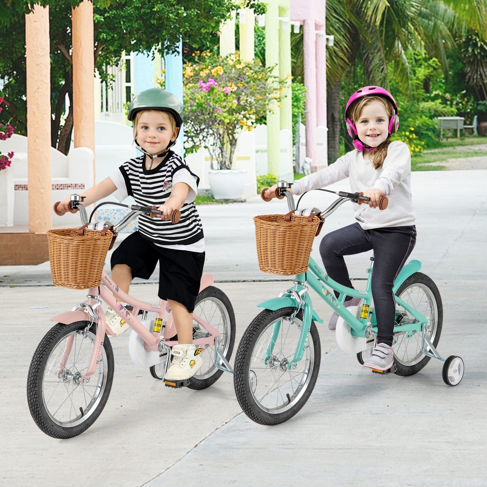 Kids Retro Bicycle, 16 Inches, Adjustable Height With Basket, Pink Kids Bike at Gallery Canada