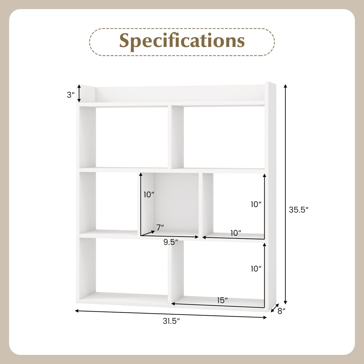 7 Cubes Open-Back Bookshelf, Anti-Toppling Devices, White Bookcases at Gallery Canada