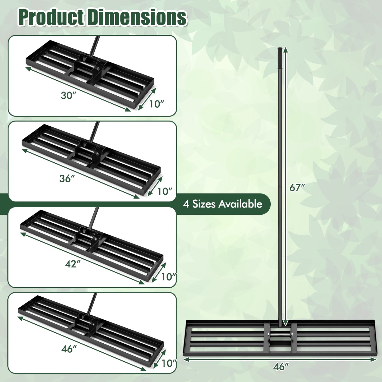 Lawn Leveling Rake, 46 x 10 Inch, Heavy Duty, Black Lawn Care Tools at Gallery Canada