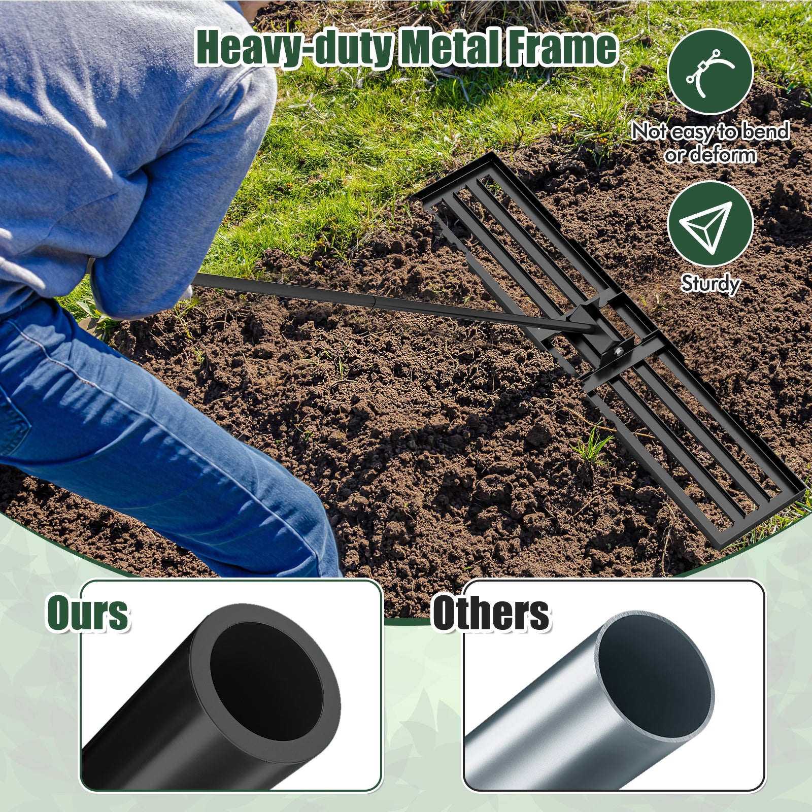 Lawn Leveling Rake, 46 x 10 Inch, Heavy Duty, Black Lawn Care Tools at Gallery Canada