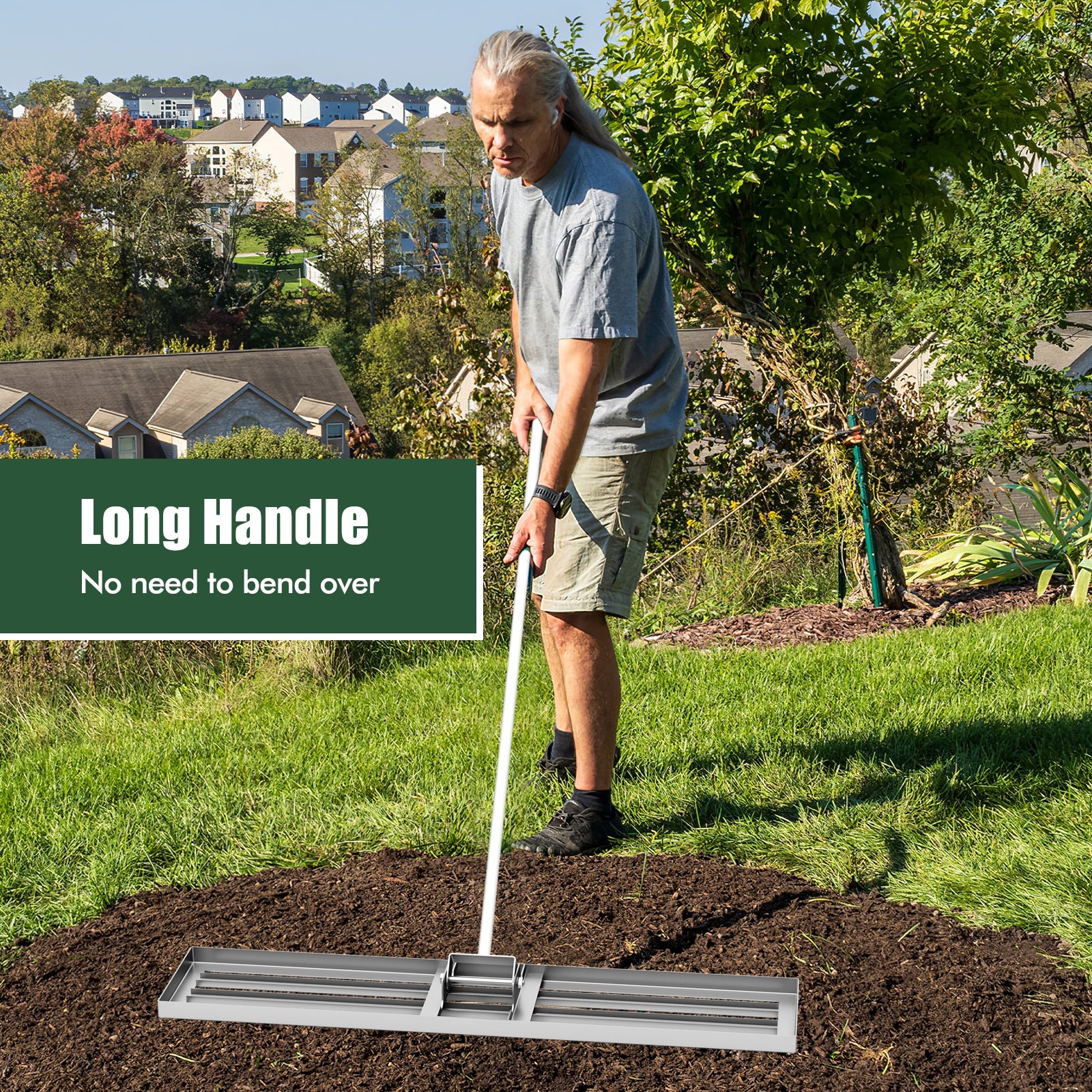 Lawn Leveling Rake, 46 x 10 Inch, Heavy Duty, Silver Lawn Care Tools at Gallery Canada