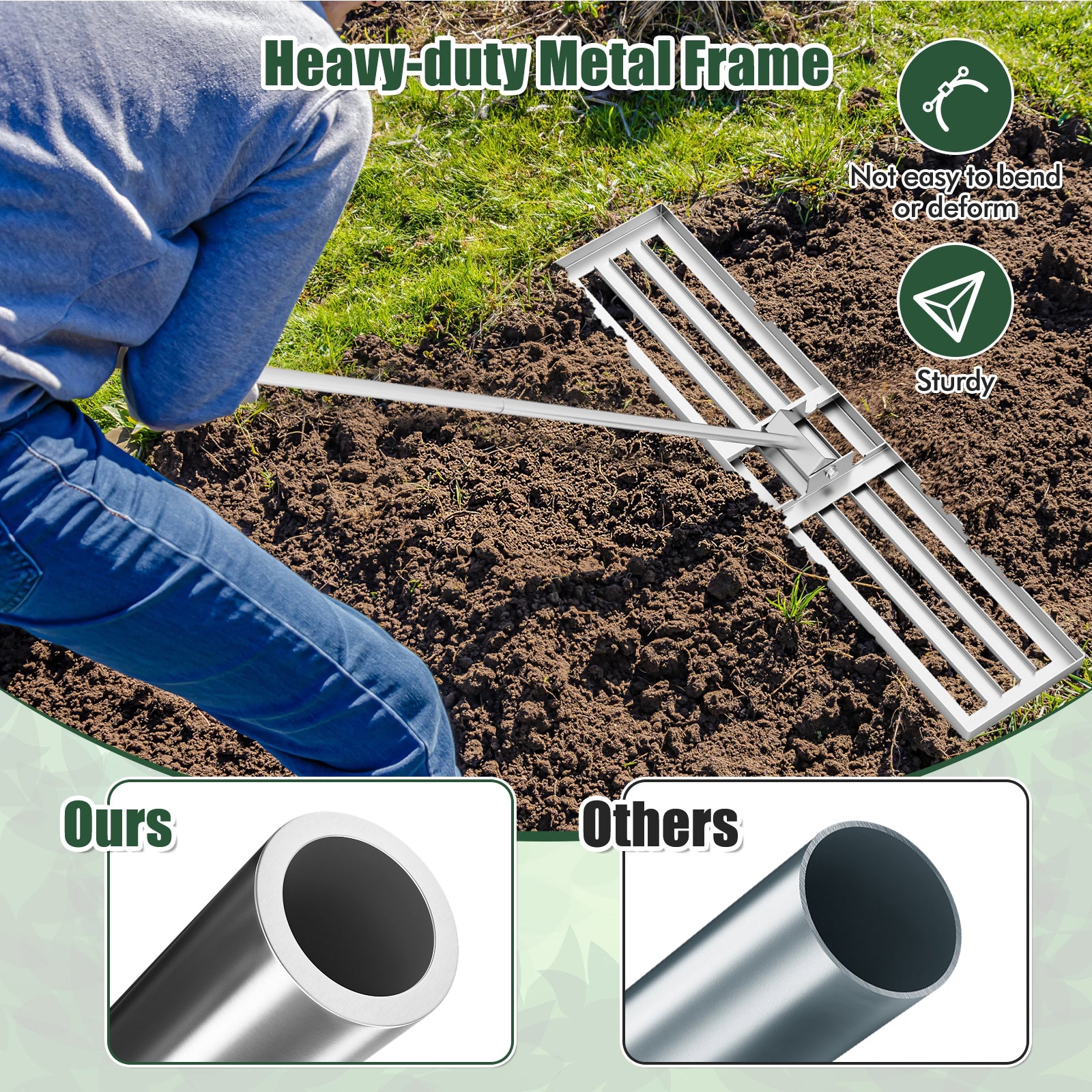 Lawn Leveling Rake, 46 x 10 Inch, Heavy Duty, Silver Lawn Care Tools at Gallery Canada