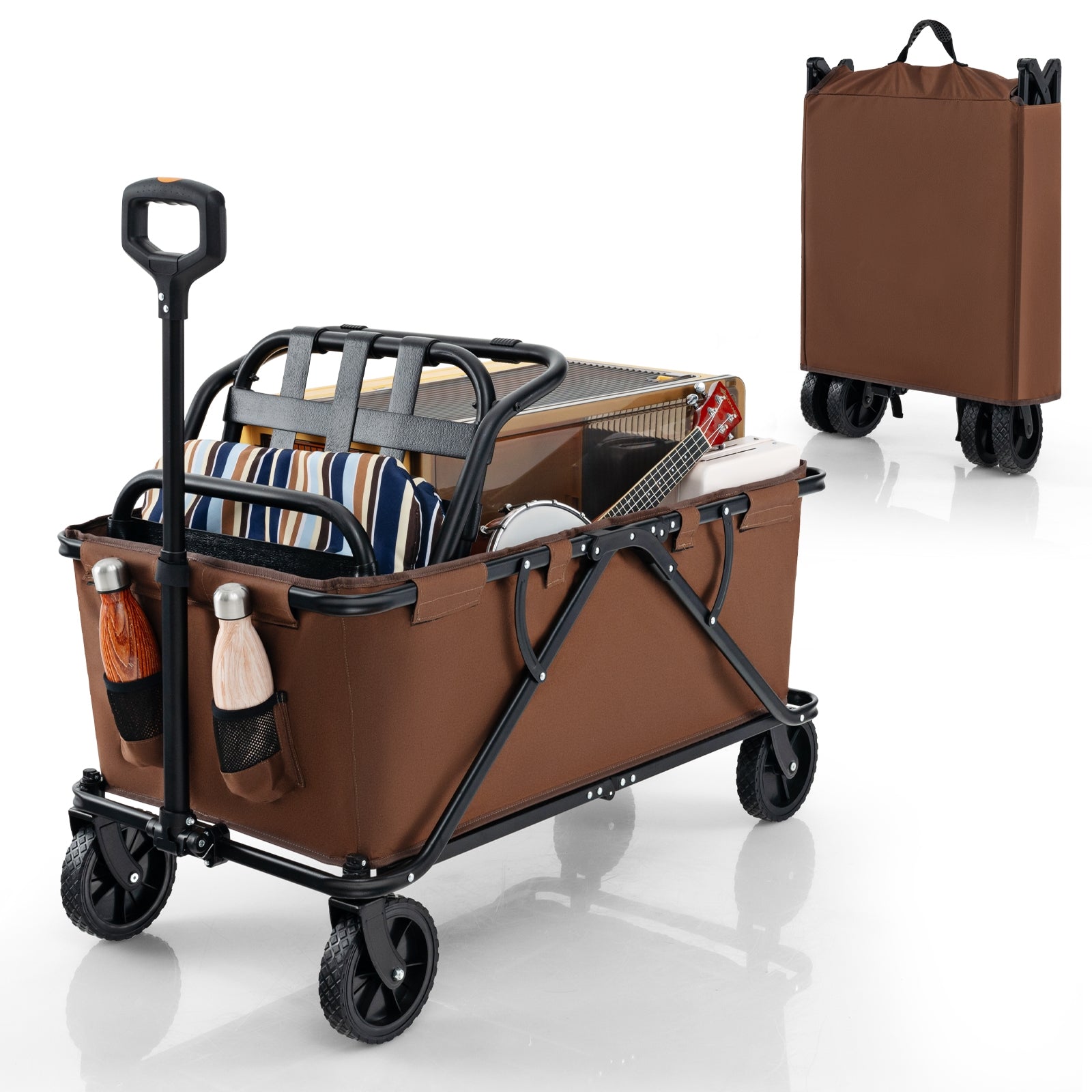Collapsible Folding Wagon Cart, Adjustable Handlebar, Coffee Garden Carts at Gallery Canada