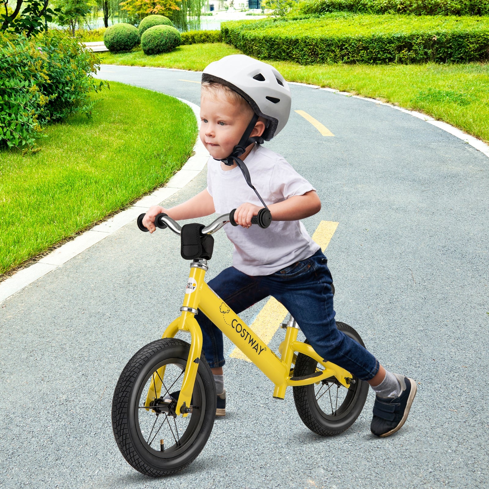 12 Inch Toddler Balance Bike, Height Adjustable, Yellow Kids Bike at Gallery Canada