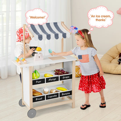 Kids Wooden Ice Cream Cart With Chalkboard And Storage, Over 3 Years Old, White Play Kitchen Sets at Gallery Canada
