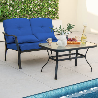 Outdoor Loveseat Chair Set, Coffee Table, Seat Back Cushions, Navy Patio Conversation Sets at Gallery Canada