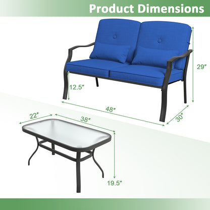 Outdoor Loveseat Chair Set, Coffee Table, Seat Back Cushions, Navy Patio Conversation Sets at Gallery Canada