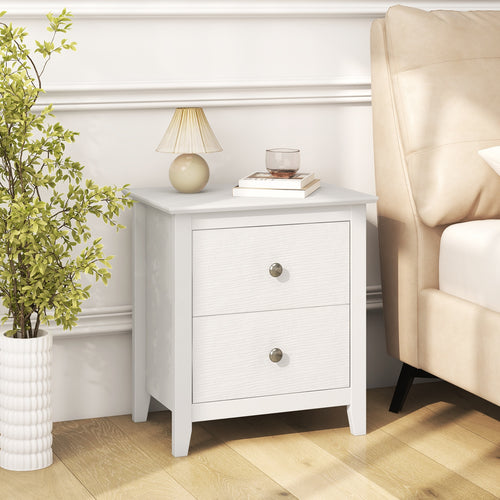 Modern Nightstand With 2 Drawers, White