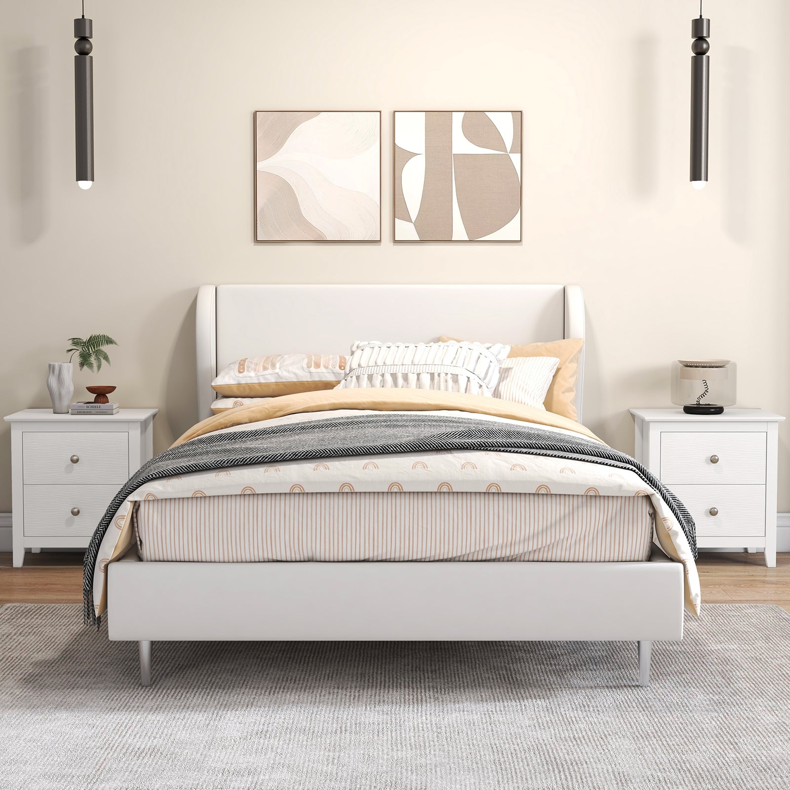 Modern Nightstand With 2 Drawers, White Nightstands at Gallery Canada